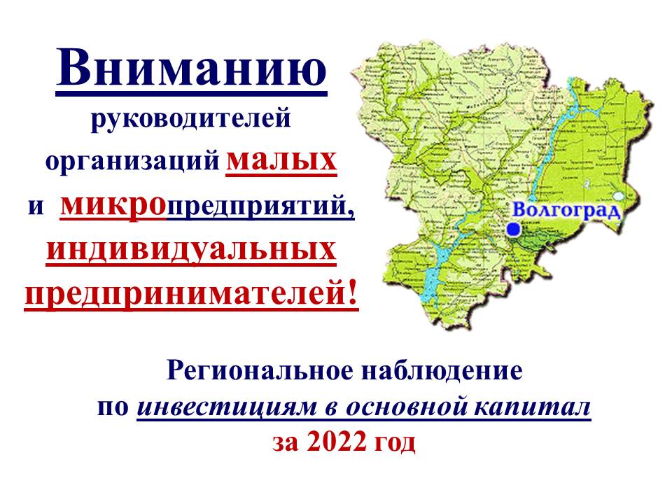 Региональное наблюдение по инвестициям в основной капитал за деятельностью субъектов малого предпринимательства за 2022 год